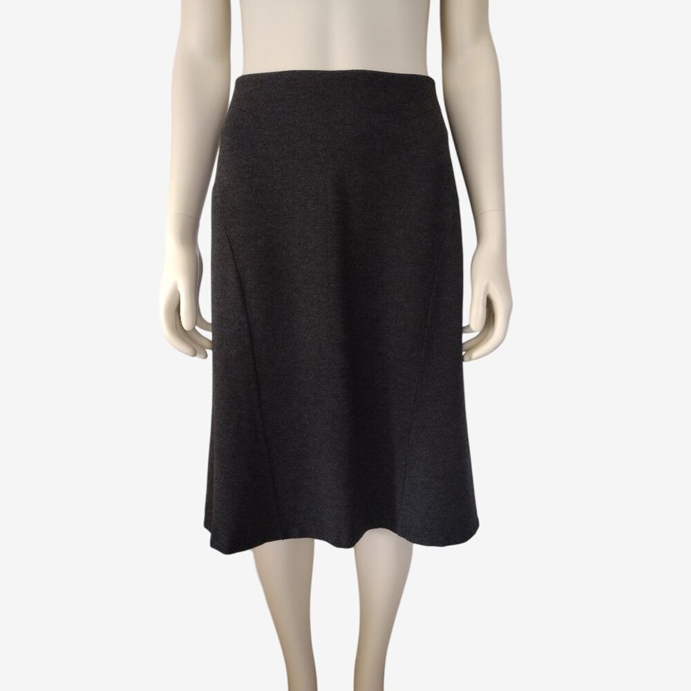 Ann Taylor Charcoal Soft Knit Rayon Blend A Line Midi Skirt Size 6